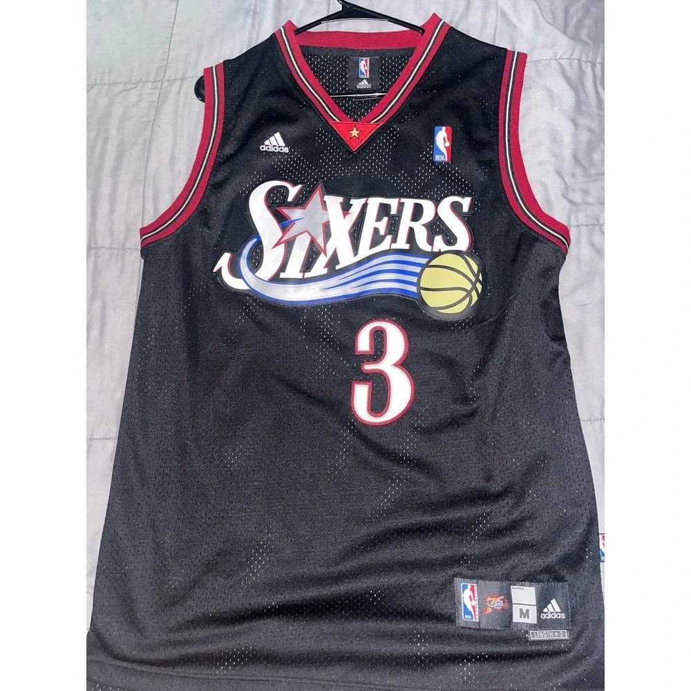 Adidas Allen Iverson Philadelphia 76ers Black Jersey NBA Swingman Medium +2